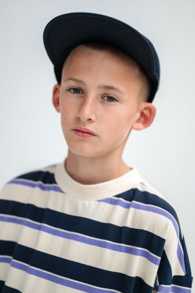 Repose 56. boxy tee cream teal glacier stripe Repose 56. boxy tee cream teal glacier stripe