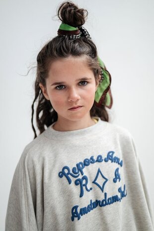 Repose grijze sweater met print en batwing mouwen