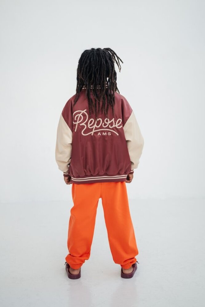 Repose 1. baseball jacket cherrywood color block