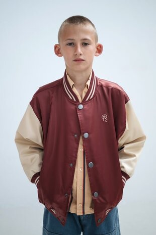 Repose 1. baseball jacket cherrywood color block