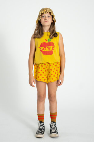 Piupiuchick gele short met fringes en rode hartjes