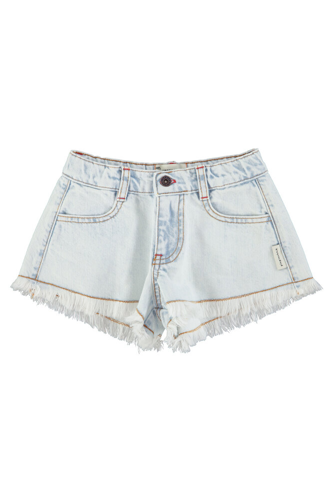 Piupiuchick denim short met rafels Piupiuchick denim short met rafels