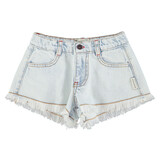 Piupiuchick Shorts w/ fringes | washed light blue denim