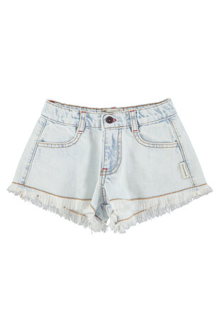 Piupiuchick Shorts w/ fringes | washed light blue denim