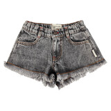 Piupiuchick Shorts w/ fringes | washed black denim
