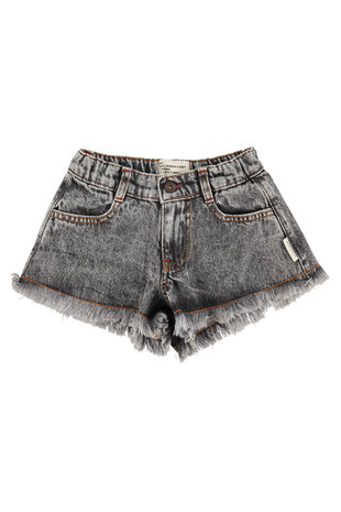 Piupiuchick Shorts w/ fringes | washed black denim