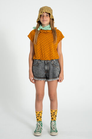 Piupiuchick grijs/zwarte denim short met rafels