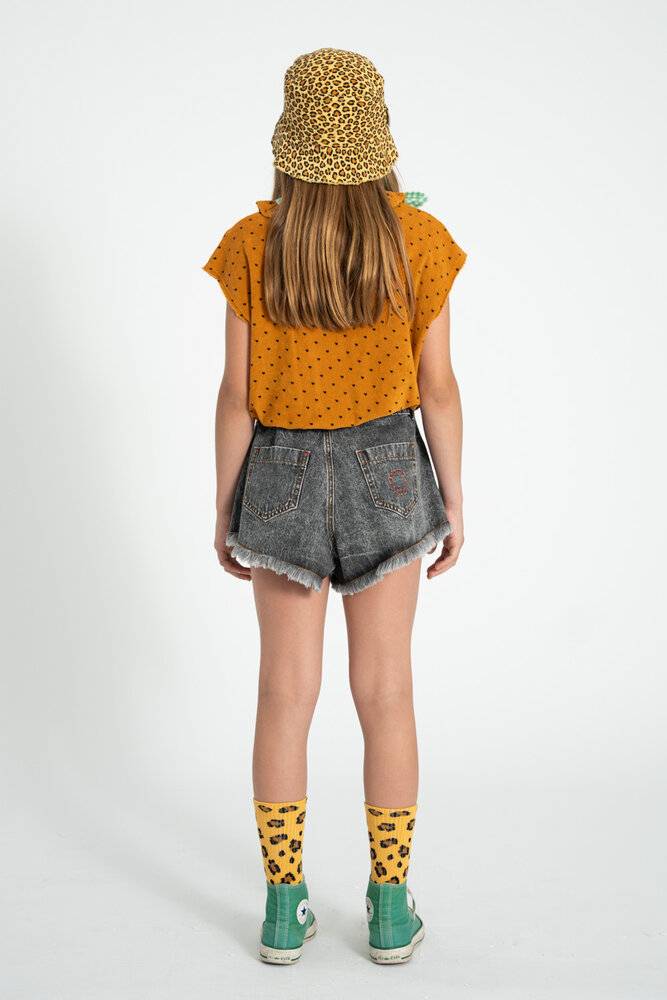 Piupiuchick grijs/zwarte denim short met rafels