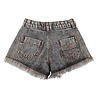 Piupiuchick Shorts w/ fringes | washed black denim