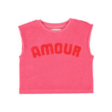 Piupiuchick Sleeveless top | pink w/ "amour" print