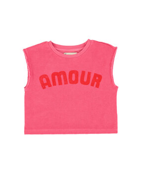Piupiuchick Sleeveless top | pink w/ "amour" print Piupiuchick Sleeveless top | pink w/ "amour" print