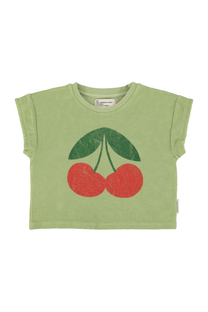 Piupiuchick T’shirt | light olive w/ cherry print