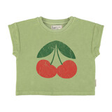 Piupiuchick T’shirt | light olive w/ cherry print