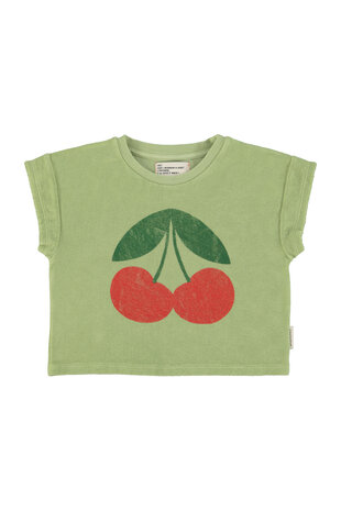 Piupiuchick T’shirt | light olive w/ cherry print