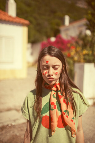 Piupiuchick T’shirt | light olive w/ cherry print