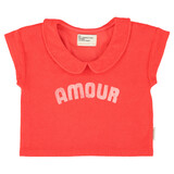 Piupiuchick T’shirt w/ peter pan collar| red w/ "amour" print