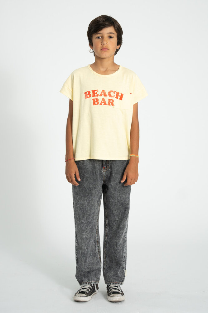 Piupiuchick T’shirt | light yellow w/ "beach bar" print