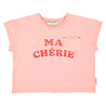 Piupiuchick roze t-shirt met 'ma chérie' print en kersje op de rug Piupiuchick roze t-shirt met 'ma chérie' print en kersje op de rug