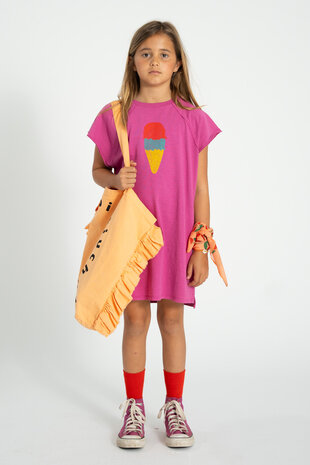 Piupiuchick T-shirt dress | fuchsia w/ ice cream print
