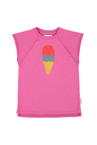 Piupiuchick T-shirt dress | fuchsia w/ ice cream print
