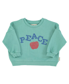Piupiuchick Sweatshirt | turquoise w/ "peace" print Piupiuchick Sweatshirt | turquoise w/ "peace" print