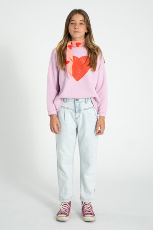 Piupiuchick Sweatshirt | lilac w/ red heart print