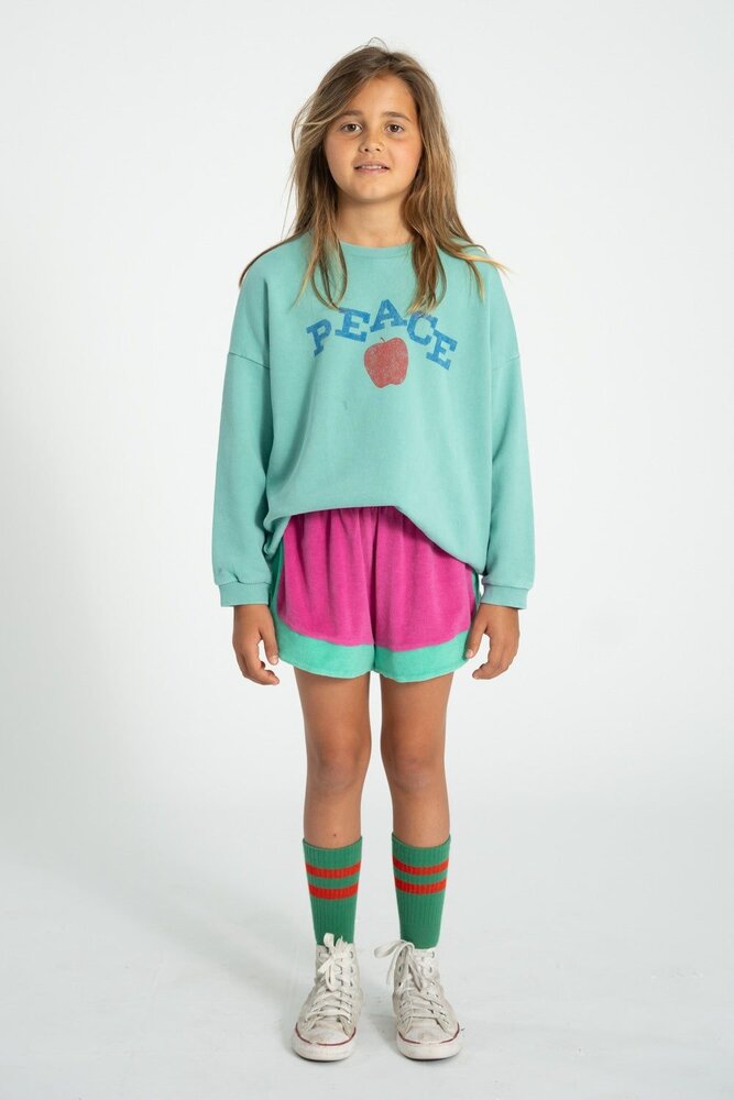 Piupiuchick Sweatshirt | turquoise w/ "peace" print