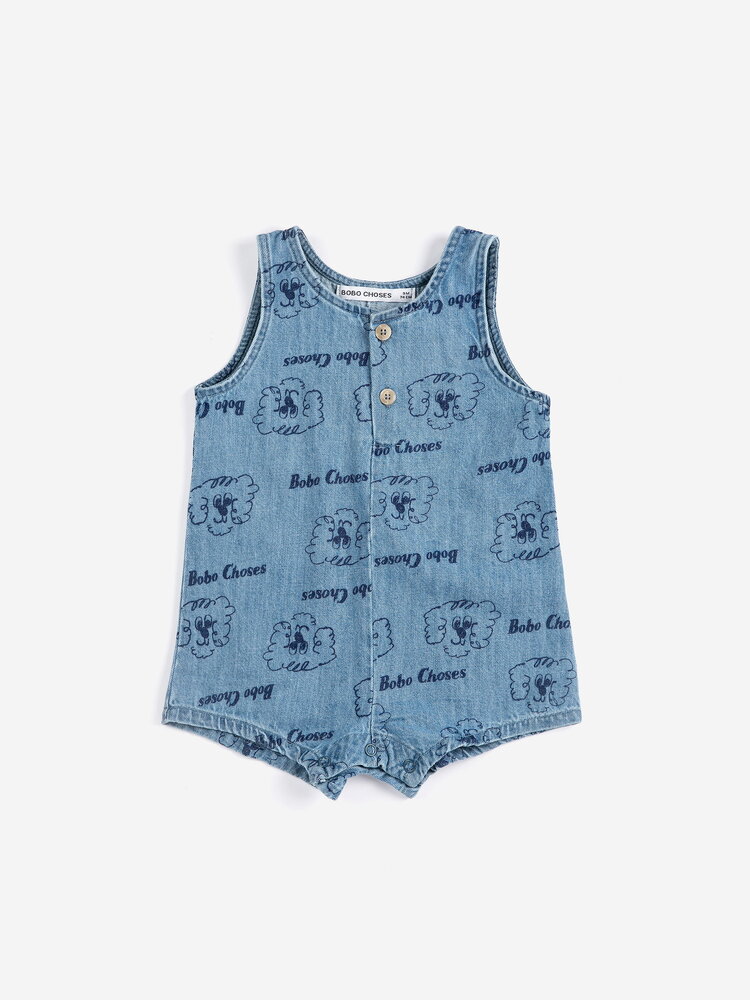 Bobo Choses Pickles The Dog all over denim playsuit