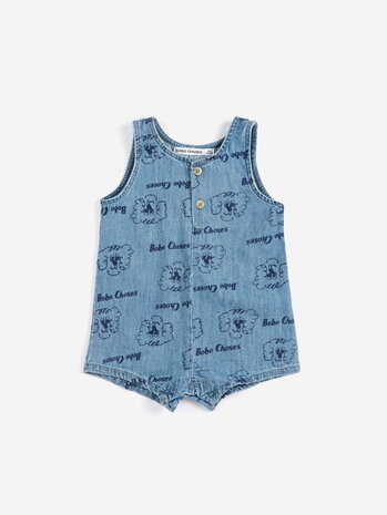 Bobo Choses Pickles The Dog all over denim playsuit