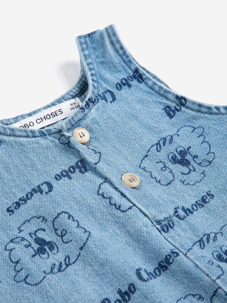 Bobo Choses Pickles The Dog all over denim playsuit