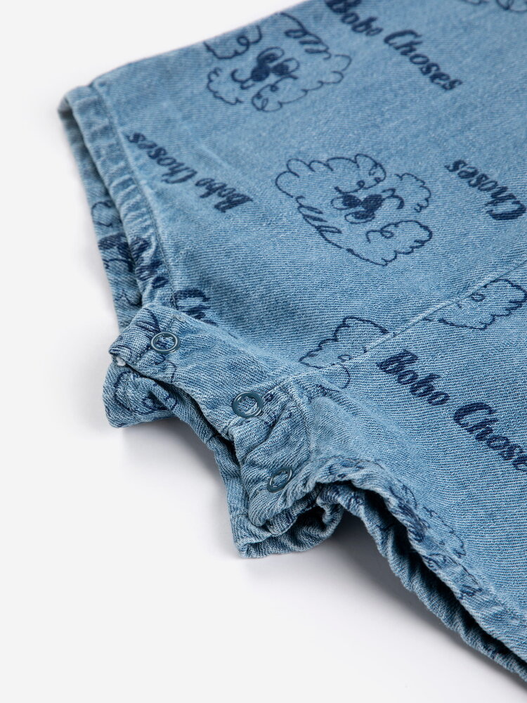 Bobo Choses Pickles The Dog all over denim playsuit