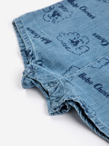 Bobo Choses Pickles The Dog all over denim playsuit