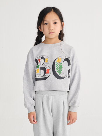 Bobo Choses cropped sweatshirt grijs met print Spring Letters