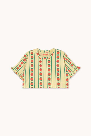 Tiny Cottons Rose Pattern Crop Tee dusty yellow