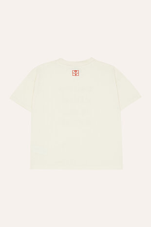 The Campamento oversized t-shirt met rode print 'Every child is an artist'