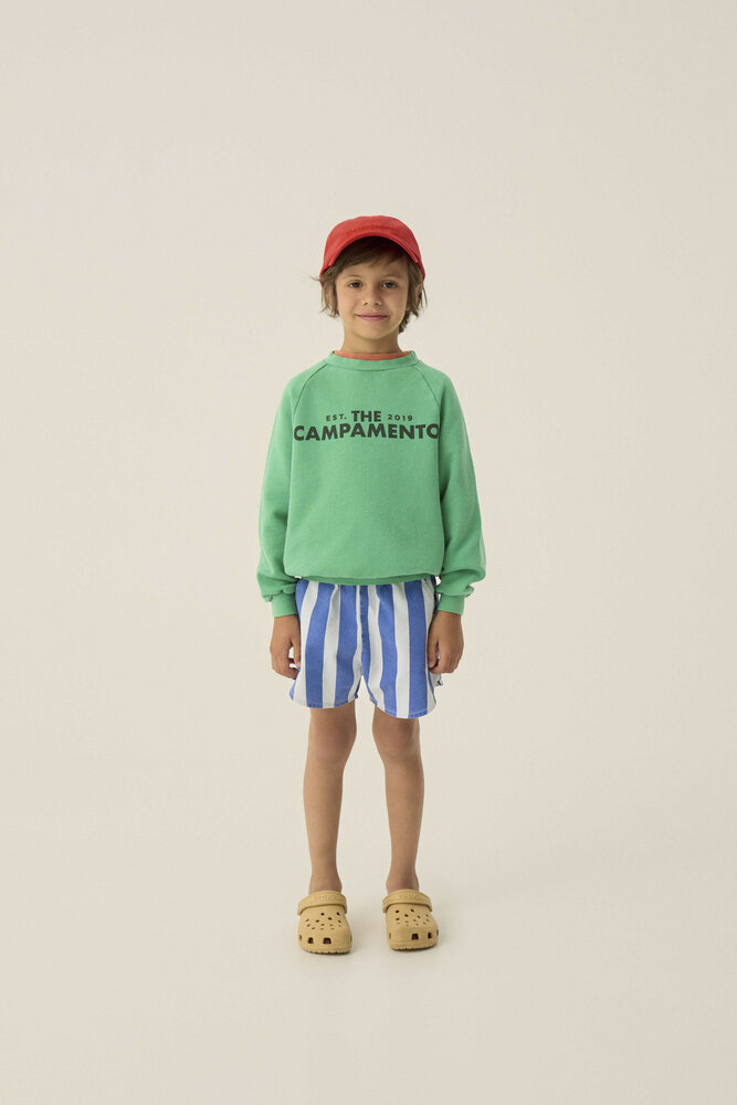 The Campamento Blue Stripes Washed Shorts The Campamento Blue Stripes Washed Shorts