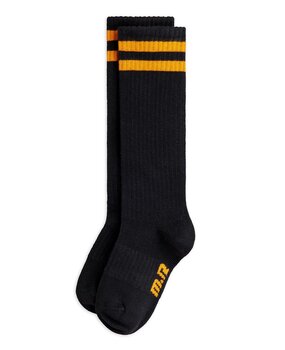 Mini Rodini Football stripe knee-high socks black