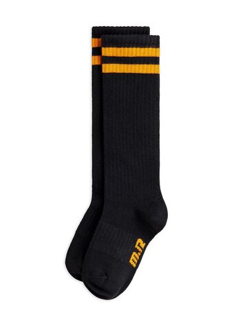 Mini Rodini Football stripe knee-high socks black