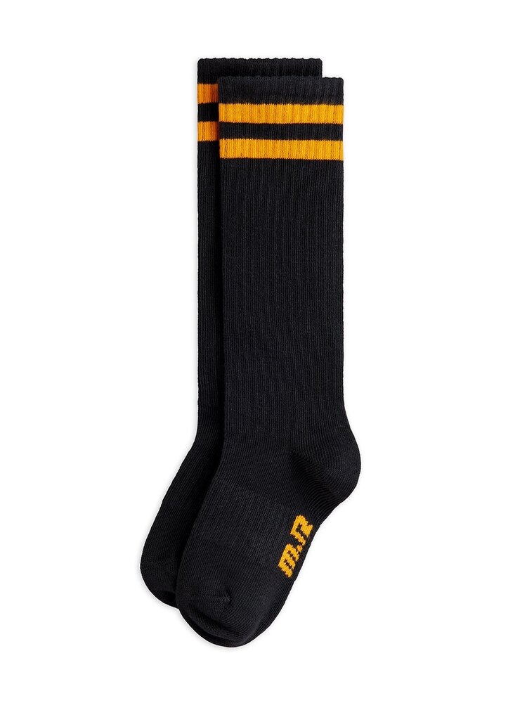 Mini Rodini kniekousen - Football stripe knee-high socks black