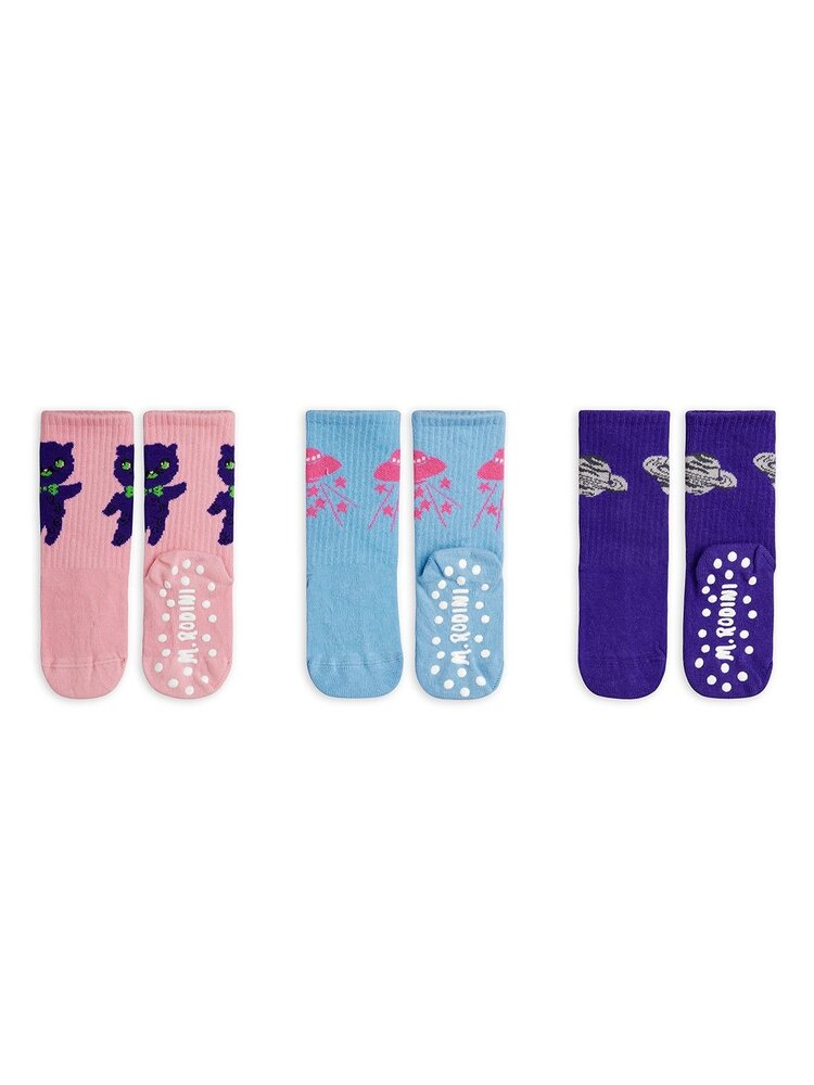 Mini Rodini sokken - Planet 3-pack anti-slip