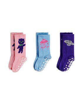 Mini Rodini Planet 3-pack anti-slip socks