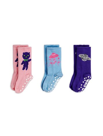 Mini Rodini Planet 3-pack anti-slip socks