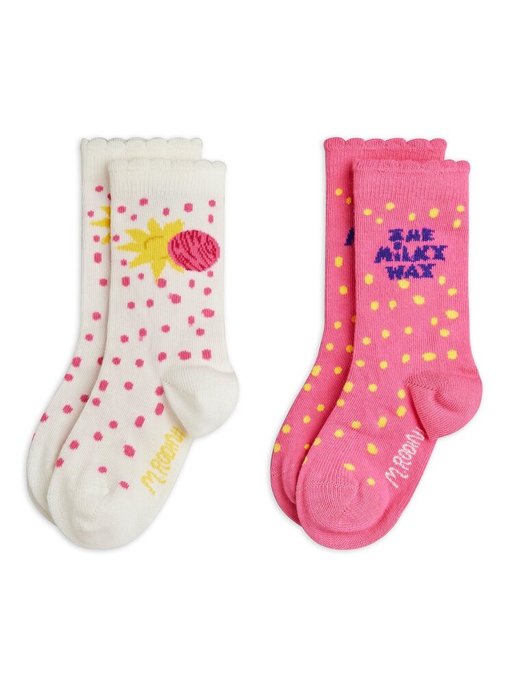 Mini Rodini The milky way 2-pack socks pink