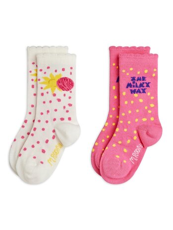 Mini Rodini The milky way 2-pack socks pink