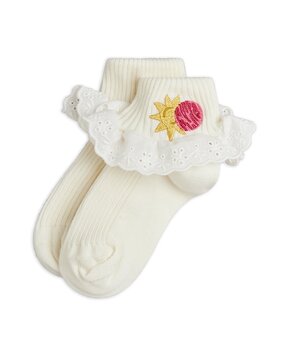 Mini Rodini Space lace 1-pack socks off white