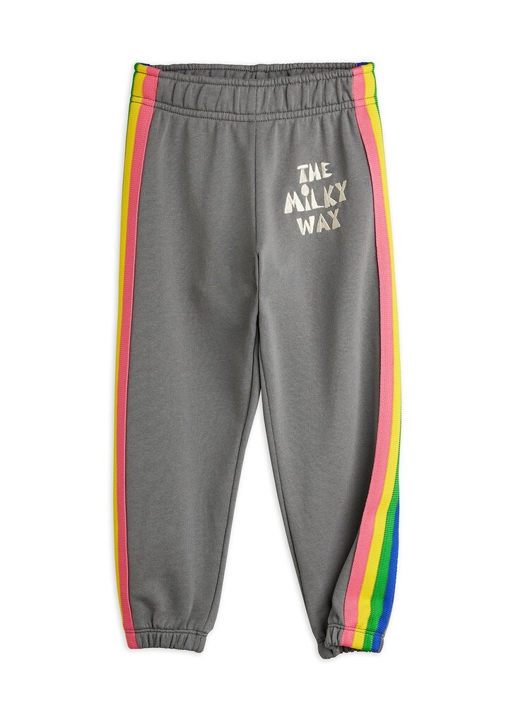 Mini Rodini joggingbroek grijs The milky way rainbow panel