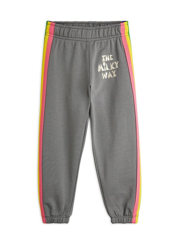 Mini Rodini joggingbroek grijs The milky way rainbow panel