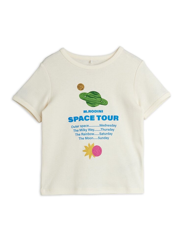 Mini Rodini Space tour regular sp ss tee off white Mini Rodini Space tour regular sp ss tee off white