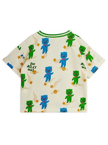 Mini Rodini Aliens aop ss tee off white