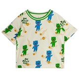 Mini Rodini Aliens aop ss tee off white